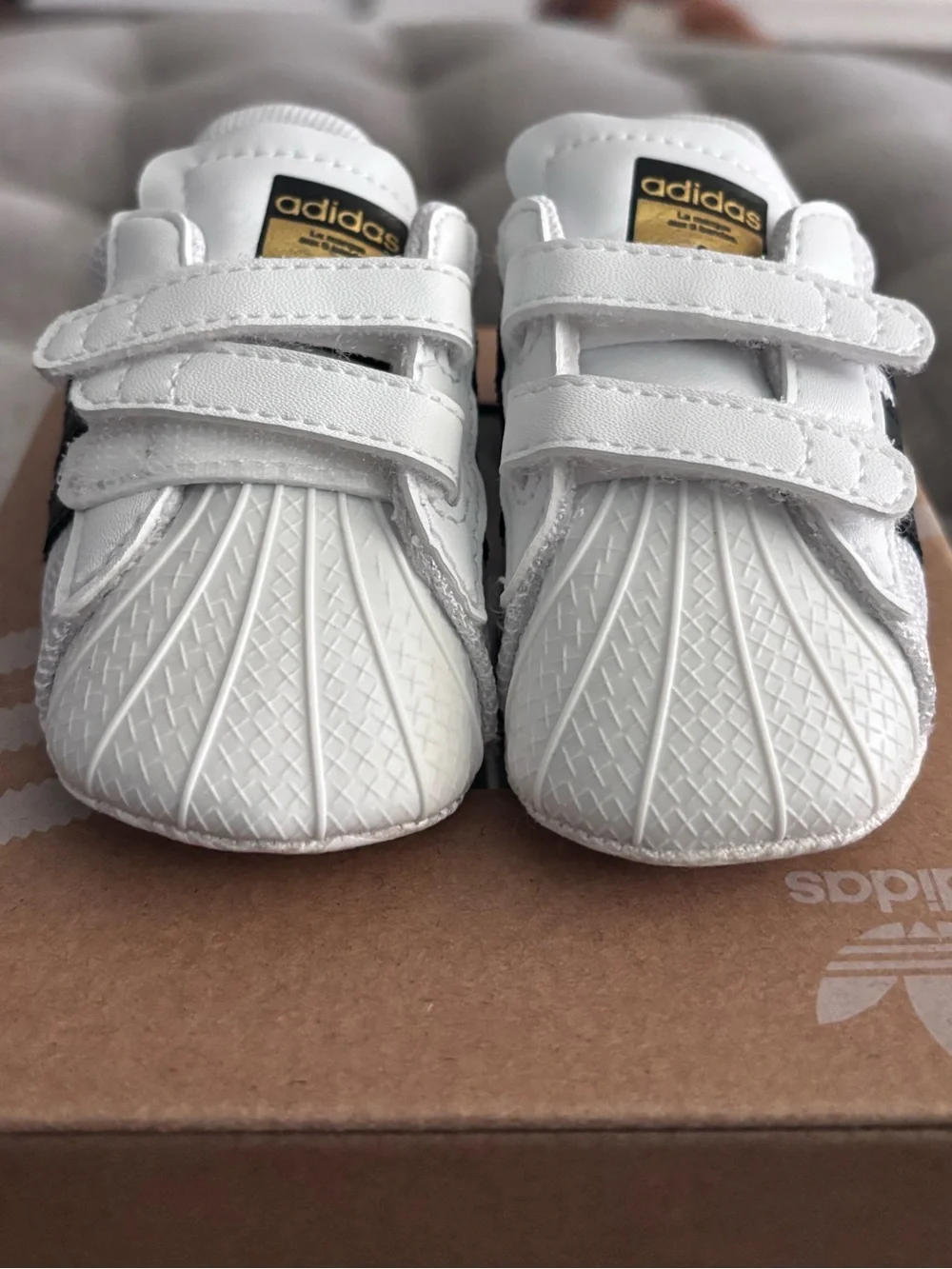 adidas Baby Superstar Crib Shoes in White and Black